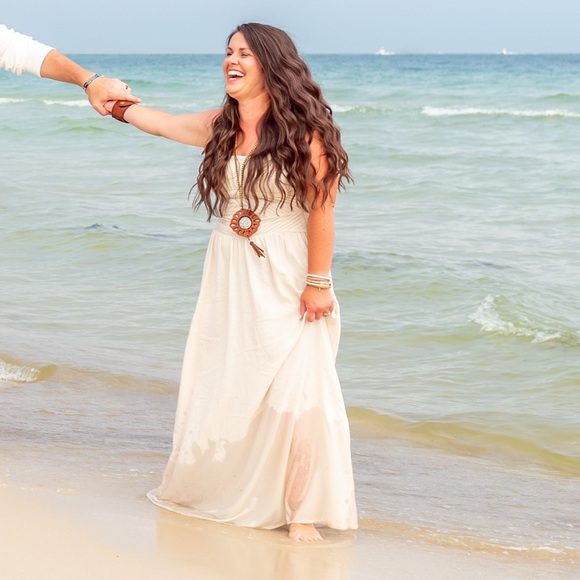 Free People Linen Blend Maxi Dress Ecru - Picture 1 of 9